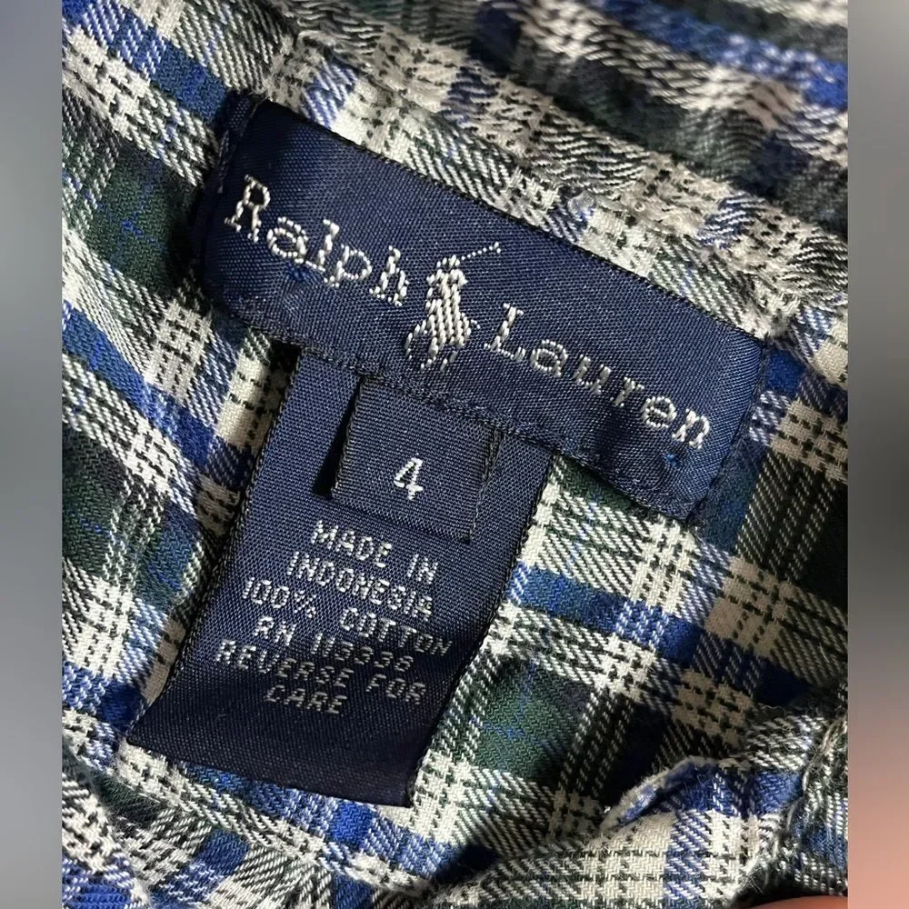 Ralph Lauren Boys Plaid Shirt Sz 4 / 4T